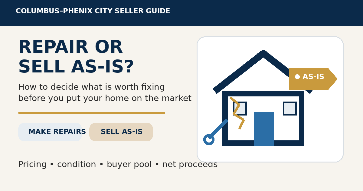 Repair or sell as-is guide for Columbus and Phenix City home sellers